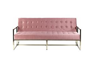 4251682258418 - Beliani - Sofa Rosa Samtstoff Gestell in Gold 3-Sitzer Schlaffunktion Zeitgenössisch Wohnzimmer