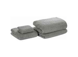 4251682258609 - Beliani - Badehandtuch 4er Set Grau Baumwolle 30x50 cm   50x100 cm   70x140 cm   100x150 cm Frottee Handtücher in verschiedenen Größen