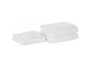 4251682258616 - Badehandtuch 4er Set Weiß Baumwolle 30x50 cm   50x100 cm   70x140 cm   100x150 cm Frottee Handtücher in verschiedenen Größen