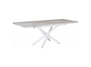 4251682259033 - Beliani - Esstisch Weiß mdf Tischplatte Marmor Optik 160 x 90 cm ausziehbar 200 x 90 cm mit Metallbeinen Rechteckig Modern Glamour Esszimmer Küche