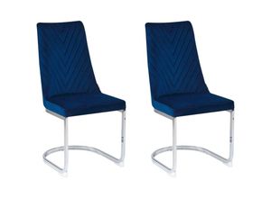 4251682259460 - Beliani - Freischwinger Stuhl 2er Set Blau Samtstoff mit hoher Rückenlehne Metallgestell Modernes Design für Ess- Wohn- und Arbeitszimmer