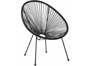 4251682259576 - Beliani - Balkonstuhl Schwarz Polyrattan Spaghetti-Optik Modern Mexikanischer Stil Outdoor Balkon Terrasse Garten Möbel - Schwarz