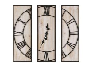 4251682260725 - Beliani - Wanduhr Hellbraun Tannenholz Schwarze Metallumrandung 75 x 75 cm Quadratisch 3-Teilig Modern für Wohnzimmer für Küche