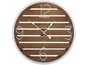 4251682260749 - Beliani - Wanduhr Dunkelbraun Tannenholz Metall rund ø 50 cm arabische Ziffern Modern für Wohnzimmer Küche Schlafzimmer Wanddekoration