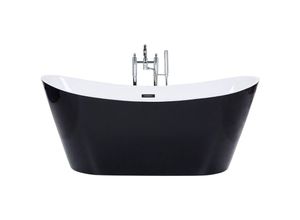 4251682261166 - Beliani - Freistehende Badewanne Schwarz Sanitäracryl Oval 150 x 75 cm Modern