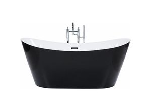 4251682261173 - Beliani - Freistehende Badewanne Schwarz Sanitäracryl Oval 160 x 76 cm Modern