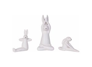 4251682261203 - Beliani - Dekofigur Weiß Keramik Hasenfigur 3er Set Osterfigur 9   14   23 cm Indoor Dekoration für Wohnzimmer für Gästezimmer