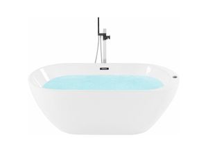 4251682261272 - Beliani - Whirlpool-Badewanne Weiß 170 x 80 cm aus Sanitäracryl mit Hydromassage Farblichttherapie Freistehende Indoorwhirlpool Modernes Design - Weiß