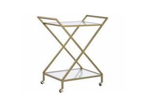 4251682261296 - Beliani - Servierwagen Gold 84 x 78 x 44 cm mit 2 Griffen aus Eisen und 2 Böden aus Sicherheitsglas Mobil Funktional Wohnzimmer Küche - Transparent