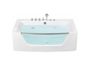 4251682261425 - Beliani - Whirlpool-Badewanne Weiß 170 x 85 cm aus Sanitäracryl mit Sichtfenster und Kopfstütze Rechteckig Badezimmerzubehör Elegantes Modernes Design