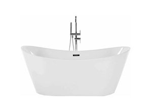 4251682261913 - Beliani - Freistehende Badewanne Weiß 160 x 76 cm Sanitäracryl Oval Modern