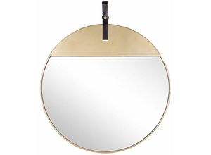 4251682262941 - Beliani - Wandspiegel Gold ø 60 cm Eisen Kunstleder mit Aufhängeband Rund Retro Modern Flur Wohnzimmer Schlafzimmer 4251682262941 - Beliani - Wandspiegel Gold ø 60 cm Eisen Kunstleder mit Aufhängeband Rund Retro Modern Flur Wohnzimmer Schlafzimmer