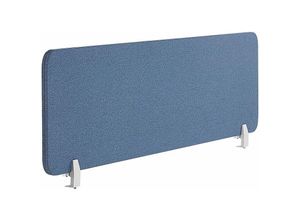 4251682262958 - Beliani - Schreibtisch Trennwand Blau Stoff pet Kunststoff 130 x 40 cm zum Aufstellen Klemmen Schallschutz Sichtschutz Pinnwand Büro Home Office