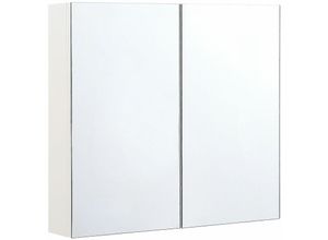 4251682264518 - Beliani - Bad Spiegelschrank Weiß Sperrplatte 1 türig 80 x 70 cm mit Fächern Wandeinbau Modern Trendy Badezimmer Möbel