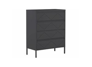 4251682265713 - Beliani - Hohe Kommode Schwarz Stahl 40x80x102 cm mit 4 Schubladen Mehrzweckschrank für Büro Schlafzimmer Wohnzimmer Kinderzimmer Bad