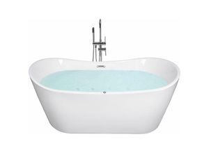 4251682266710 - Whirlpool-Badewanne Weiß 168 x 80 cm aus Sanitäracryl mit LED-Beleuchtung Luxus Badezimmerzubehör Modernes Design