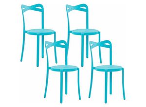 4251682267083 - Beliani - Esszimmerstuhl 4er Set Blau Kunststoff Matt Modern Minimalistisch Esszimmer Wohnküche Flur Diele Indoor Outdoor - Blau