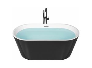 4251682267199 - Beliani - Freistehende Badewanne Schwarz-Weiß 160 x 80 cm Acryl Oval Badezimmer