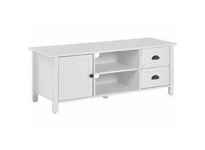 4251682267304 - Beliani - Kommode Weiß mdf Spanplatte 40 x 46 x 120 cm 2 Schubladen 3 Fächer Wohnzimmer Rustikal Elegant Trendy Multifunktional