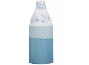 4251682267991 - Beliani - Blumenvase Weiß und Blau Steinzeug 30 cm mit Muster Glamourös Farbverlauf Deko Accessoires Wohnzimmer Schlafzimmer Flur Eingangsbereich