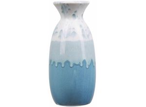 4251682268011 - Beliani - Blumenvase Weiß und Blau Steinzeug 25 cm mit Muster Glamourös Farbverlauf Deko Accessoires Wohnzimmer Schlafzimmer Flur Eingangsbereich