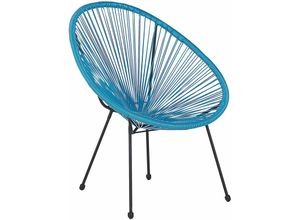 4251682268325 - Beliani - Balkonstuhl Blau Polyrattan Spaghetti-Optik Modern Mexikanischer Stil Outdoor Balkon Terrasse Garten Möbel - Schwarz