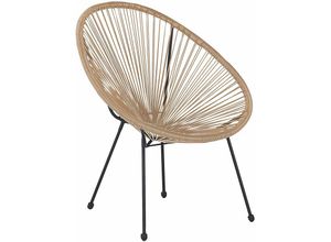 4251682268400 - Beliani - Gartenstuhl Natürlich Polyrattan Spaghetti-Optik Modern Mexikanischer Stil Outdoor Balkon Terrasse Garten Möbel - Schwarz