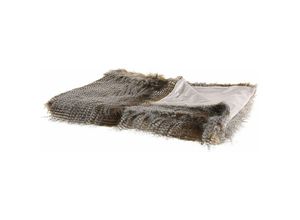 4251682269155 - Beliani - Kuscheldecke Braun   Weiß Acryl   Polyester 180 x 220 cm Shaggy Plüsch Decke Schlafzimmer Wohnzimmer - Weiß