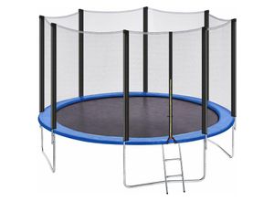 4251682270274 - Beliani - Trampolin rund 366 cm blau und schwarz Metallkonstruktion mit Sicherheitsnetz und Reißverschluss Leiter Outdoor Garten - Schwarz