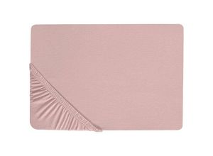 4251682271837 - Beliani - Spannbettlaken Rosa Baumwolle mit Gummizug 90 x 200 cm Betttuch für Klassische Hohe Matratze Atmungsaktiv Schlafzimmer Kinderzimmer - Rosa