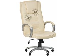 4251682272124 - Beliani - Massagesessel Beige Kunstleder Verschromtes Metall mit Heizfunktion Büro Arbeitszimmer elegant - Silber