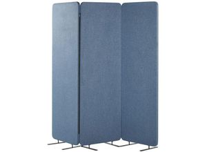 4251682272445 - Akustik Raumteiler Blau Stoff und Stahl 184 x 184 cm 3-teilig mit Reißverschluss Modern Büro Stellwand Wohnzimmer Schlafzimmer Innenbereich