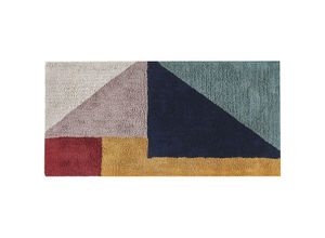 4251682272636 - Beliani - Teppich Mehrfarbig Baumwolle rechteckig 80 x 150 cm geometrisches Muster handgewebt gefärbt Kurzhaar Kurzflor Bettvorleger Läufer Retro Stil