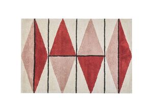 4251682272674 - Beliani - Teppich Mehrfarbig Baumwolle 140 x 200 cm geometrisches Muster handgewebt gefärbt Kurzhaar Kurzflor Bettvorleger Läufer Retro Stil - Schwarz 4251682272674 - Beliani - Teppich Mehrfarbig Baumwolle 140 x 200 cm geometrisches Muster handgewebt gefärbt Kurzhaar Kurzflor Bettvorleger Läufer Retro Stil - Schwarz