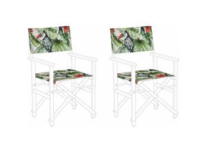 4251682274319 - Beliani - Stoffbezüge für Gartenstühle 2er Set Bunt aus Polyester mit Vogelmotiv Tukan Gartenausstattung Outdoor Garten Accessories - Weiß