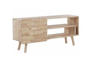 4251682274388 - Beliani - TV-Möbel heller Holzfarbton Gummibaumholz mit Füßen 1 Tür ohne Griffe 2 offene Fächer modern skandinavisch Westfield