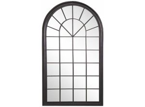 4251682276078 - Wandspiegel Schwarz 77 x 130 cm Metall mit Glas Fensteroptik im Gotischen Stil