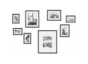 4251682276184 - Fotos 8er Set mit Schwarzen Rahmen mdf Straßenmotiv Landschaft Wandbild Bilderrahmen Collage Minimalistisch Wohnzimmer Wanddekoration - Schwarz