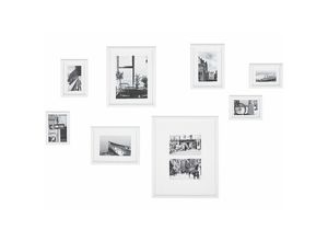 4251682276191 - Fotos 8er Set mit Weißen Rahmen mdf Straßenmotiv Landschaft Wandbild Bilderrahmen Collage Minimalistisch Wohnzimmer Wanddekoration - Weiß