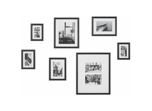 4251682276207 - Fotos 7er Set mit Schwarzen Rahmen MDF Acrylglas städtisches Motiv Wandbild Bilderrahmen Collage Minimalistisch Wohnzimmer Wanddekoration - Schwarz