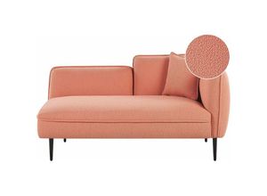 4251682276245 - Beliani - Chaiselongue Pfirsichrosa Stoffbezug Bouclé Rechtsseitig mit Kissen Metallbeine Modern für Wohnzimmer Schlafzimmer Wintergarten Kleine Räume