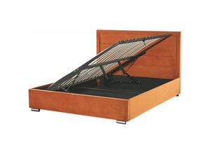 4251682276276 - Beliani - Polsterbett Orange Samtstoff 160 x 200 cm mit Stauraum Bettkasten gepolstertes Kopfteil im modernen Stil elegant für Schlafzimmer - Orange 4251682276276 - Beliani - Polsterbett Orange Samtstoff 160 x 200 cm mit Stauraum Bettkasten gepolstertes Kopfteil im modernen Stil elegant für Schlafzimmer - Orange