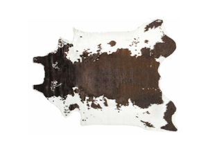 4251682276573 - Beliani - Kunstfell Teppich Weiß und Braun 130 x 170 cm Webpelz Kuh Fellform Pelzimitat Bettvorleger Läufer Überwurf für Sitzmöbel Sofa Sessel Stühle
