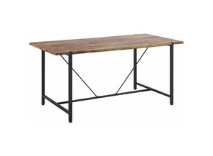 4251682276917 - Esstisch Dunkles Holz 160 x 80 cm rechteckig Schwarze Metallbeine industrieller Stil modern 4 Personen Esszimmer Wohnzimmer Küche - Dunkler