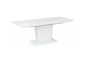 4251682277389 - Beliani - Esstisch Weiß Silber MDF-Platte 160 200 x 90 cm Ausziehbar für 6 Personen Rechteckig Sicherheitsglas mit breitem Sockel Modern Küche