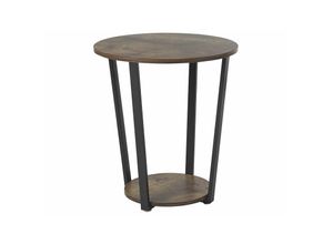 4251682277419 - Beliani - Beistelltisch Dunkler Holzfarbton MDF-Platte rund 50 cm mit Metallgestell Schwarz Industrie Design moderne Ablage für Wohnzimmer - Schwarz