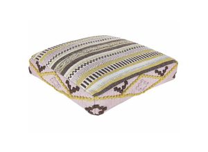 4251682277426 - Beliani - Bodenkissen Mehrfarbig Baumwolle mit Geometrischem Muster 60 x 60 x 12 cm Boho Sitzkissen Pouf Wohnzimmer Kinderzimmer - Bunt