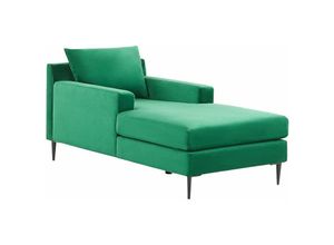 4251682277686 - Beliani - Chaiselongue Grün Samtstoff mit Armlehnen und Kissen Modernes Design Minimalistischer Stil Relaxliege für Wohnzimmer Schlafzimmer