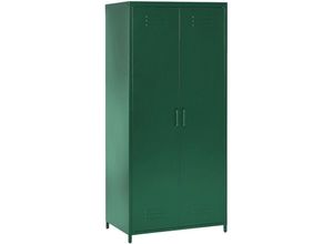 4251682278713 - Kleiderschrank Grün Metall 76 x 50 x 171 cm mit 2 Türen 3 herausnehmbaren Fächern und Kleiderstange Wohnzimmer Schlafzimmer Flur Büro