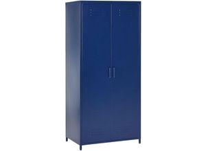 4251682278720 - Beliani - Kleiderschrank Blau Metall 76 x 50 x 171 cm mit 2 Türen 3 herausnehmbaren Fächern und Kleiderstange Wohnzimmer Schlafzimmer Flur Büro